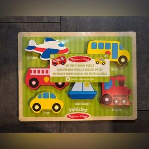 Melissa & Doug Vehicles Chunky Puzzle - Red, Blue, Yellow, Green